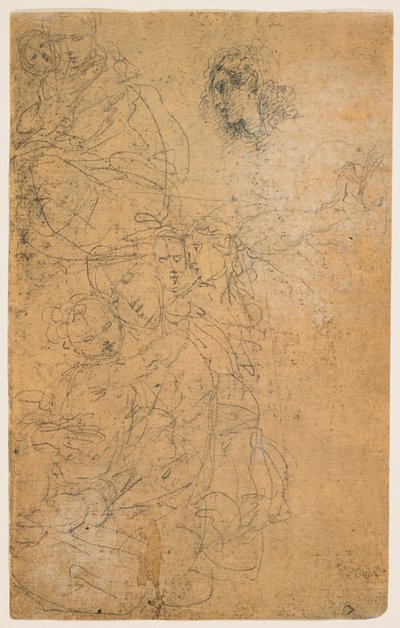 Studien der Madonna mit Kind (recto); Kniende Jungfrau (verso) tekijältä Giulio Cesare Procaccini