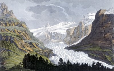 Grindelwaldin jäätikkö Sveitsissä - Ferrarion muinaisessa ja modernissa puvussa, toim. Milano tekijältä Giulio Ferrario