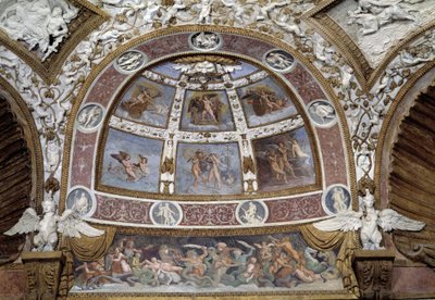 Mantovan Té-palatsin kotkien salin kattokoriste Mantovan Té-palatsin kattoon. tekijältä Giulio Romano