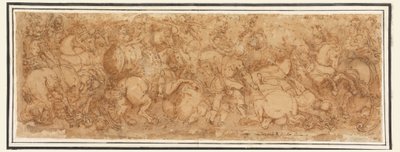 Piirros, taistelukohtaus, 1524-46 tekijältä Giulio Romano