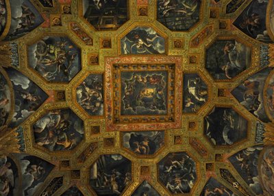 Freskoyksityiskohta Amorin ja Psychen kammiosta, 1526-1534 tekijältä Giulio Romano