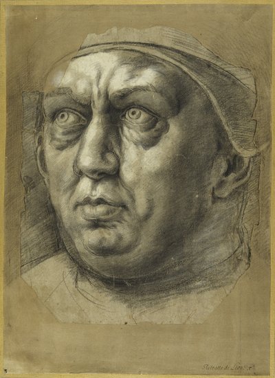 Paavi Leo X:n pää (liitu paperille) tekijältä Giulio Romano