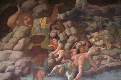 Jättiläisten kaatuminen Jättiläisten sali tekijältä Giulio Romano