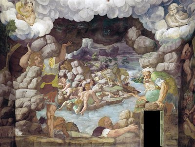 Jättiläisten kaatuminen Jättiläisten sali, 1536 tekijältä Giulio Romano