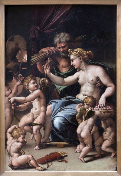 Venus ja Vulcan (öljy kankaalle) tekijältä Giulio Romano