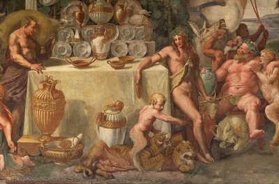 Amorin ja psyyken hääjuhla, yksityiskohta tekijältä Giulio Romano