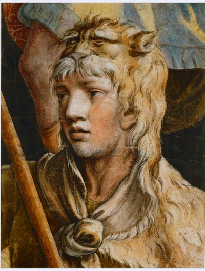 Nuorekas Herkules. Värillinen musta liitu tekijältä Giulio Romano