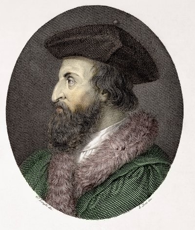 Italian lääkärin, runoilijan ja humanistin Girolamo Fracastoron muotokuva (Hieronymus Fracastorius tai Jerome Fracastor) (1478/83-1553) Kaiverrus yksityinen kokoelma tekijältä Giuseppe (after) Longhi