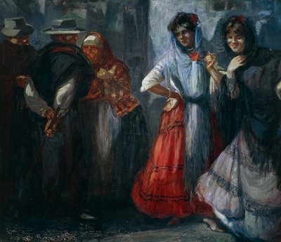 Maatilagallantit, maalaus Giuseppe Aprea (1876-1946), öljy kankaalle. Italia, 1900-luku. tekijältä Giuseppe Aprea