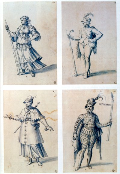Pukukuvioita allegorisille hahmoille, 1500-luku tekijältä Giuseppe Arcimboldi