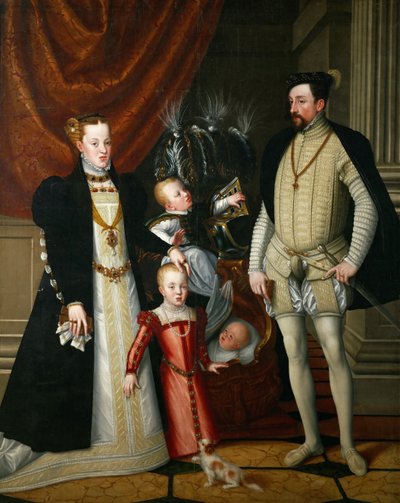 Itävallan Pyhän Rooman keisari Maximilian II 1527-1576 ja hänen vaimonsa Espanjan Infanta Maria tekijältä Giuseppe Arcimboldo