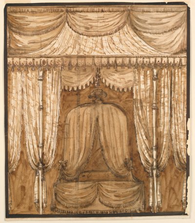 Piirustus, Sängyn alaviistosta, n. 1790. tekijältä Giuseppe Barberi