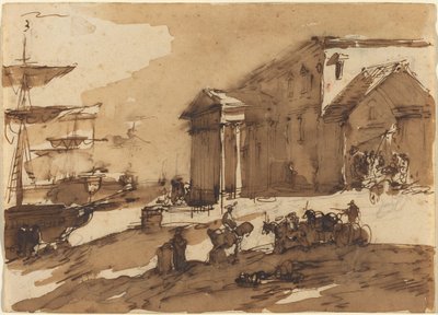 Satamakohtauksen capriccio tekijältä Giuseppe Bernardino Bison