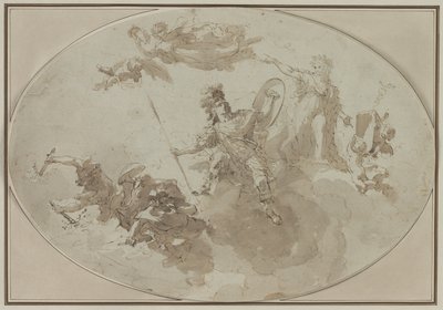 Kattotutkimus: Allegoria rauhasta ja sodasta, n. 1800 . tekijältä Giuseppe Bernardino Bison