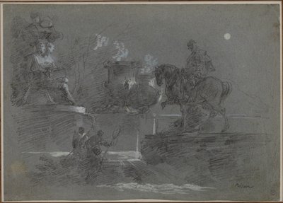 Monumentaaliveistos kuutamoisessa puistossa, n. 1842. tekijältä Giuseppe Bernardino Bison