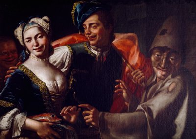 Napolilaiset naamiot, Giuseppe Bonito (1707-1789), öljy kankaalle. tekijältä Giuseppe Bonito