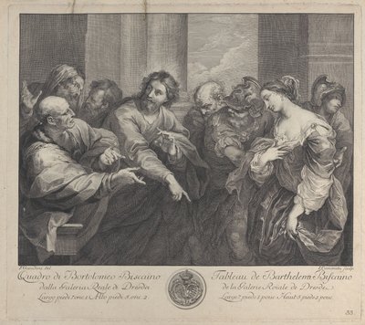 Kristus ja aviorikoksesta vangittu nainen, 1750-57. tekijältä Giuseppe Camerata