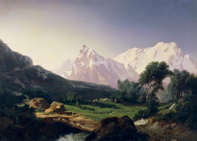 Alppien huiput, Gressoneyn laakso, kirjoittanut Giuseppe Camino (1818-1890) tekijältä Giuseppe Camino