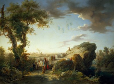 Italia, Aglie Ducal Castle, Pyhän Johannes Kastajan saarnaa, kirjoittanut Giuseppe Camino (1818-1890), öljy kankaalle tekijältä Giuseppe Camino