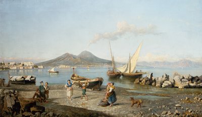 Näkymä Napolinlahdelle (öljy kankaalle) tekijältä Giuseppe Carelli