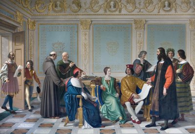 Ludovic Marie Sforzan hovin taiteilijat, jotka tunnetaan nimellä More (Ludovico Maria Sforza detto il Moro tekijältä Giuseppe Diotti