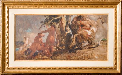 The Bathers and a Kentaur (öljy vanerille) tekijältä Giuseppe Graziosi