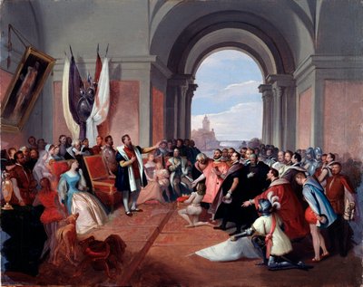 Andrea Doria kieltäytyy Genovan kruunusta, kirjoittanut Giuseppe Isola (1808-1893), n. 1868 (öljy kankaalle) tekijältä Giuseppe Isola