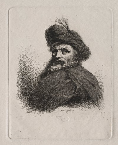 Miehen rintakuva, jolla on turkislakka. tekijältä Giuseppe Longhi