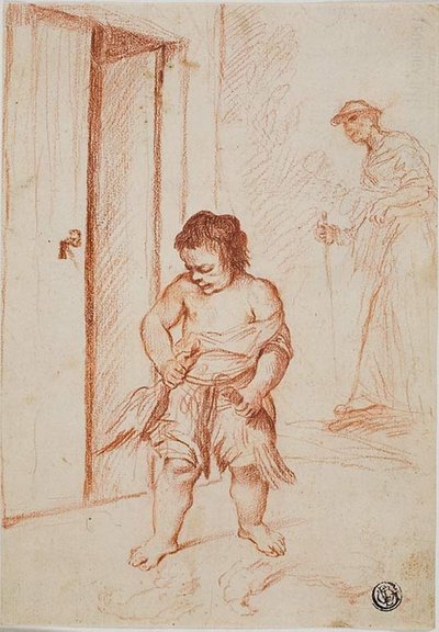 Tutkimus kahdesta hahmosta (recto); Fragmentaarinen kopio (käänteinen) tekijältä Giuseppe Maria Crespi