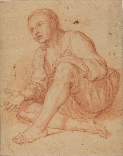 Nuori talonpoika istuu maassa [recto] tekijältä Giuseppe Maria Crespi