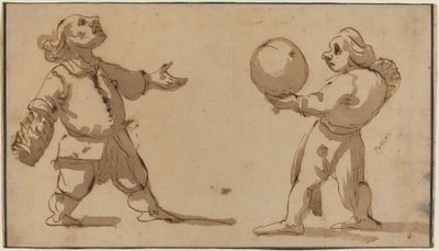 Una caricatura amb jugadors de pilota finlandès tekijältä Giuseppe Maria Mitelli