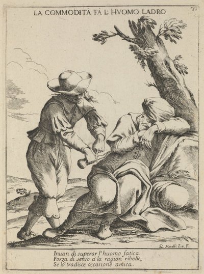 Mahdollisuus tekee varkaan. Mukavuus tekee varkaan, 1678 tekijältä Giuseppe Maria Mitelli