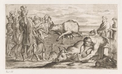 Trojanen offeren dieren aan Neptune Aris antaa kunnianosoituksen Neptunukselle (nimi esineessä) Omzwervingen van Aeneas (sarjan nimi) L