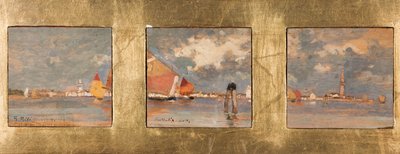 Triptyque with Lagoon (öljy vanerille) tekijältä Giuseppe Miti Zanetti