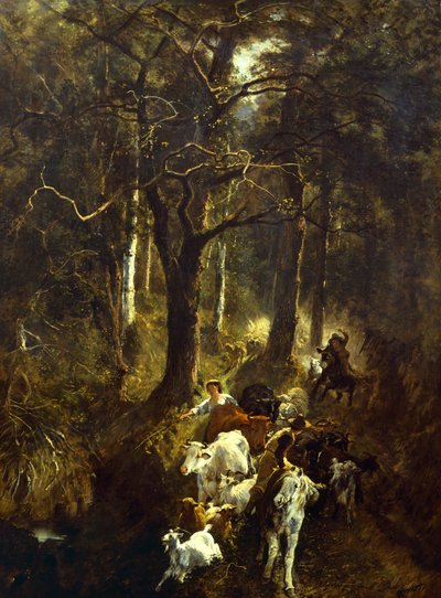 Laidunta Fontainebleaussa, kirjoittanut Giuseppe Palizzi (1812-1888). tekijältä Giuseppe Palizzi