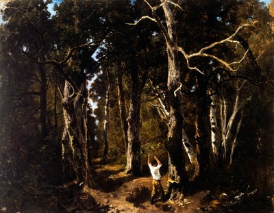 Puunhakkaaja Fontainebleaussa (öljy kankaalle) tekijältä Giuseppe Palizzi