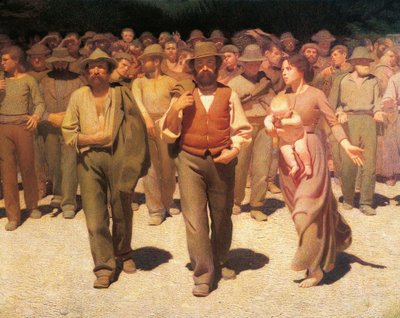 Neljäs osavaltio, Giuseppe Pellizza da Volpedo, yksityiskohta tekijältä Giuseppe Pellizza da Volpedo