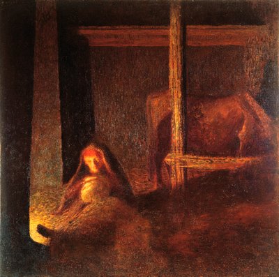 Vanha nainen navetassa tekijältä Giuseppe Pellizza da Volpedo