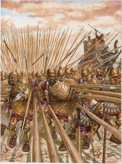 Muinainen Kreikka: Pyrrhos I:n Epiroticuksen falangi (378-272 eKr.) - Muinainen Kreikka: Epiruksen Pyrrhoksen (Pyrrhos) falangi - Kuvitus: Giuseppe Rava tekijältä Giuseppe Rava