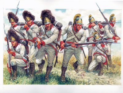 Ensimmäinen valtakunta: Ensimmäinen valtakunta: Itävallan jalkaväen krenatöörit 1809 - Ensimmäinen valtakunta: Itävallan jalkaväen krenatöörit 1809 - Kuvitus: Giuseppe Rava tekijältä Giuseppe Rava