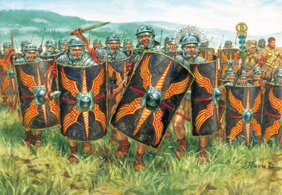 Roman antiquite (valtakunta): joukko roomalaisia legioonalaisia - Rooman valtakunta: legioonalaiset - Kuvitus: Giuseppe Rava tekijältä Giuseppe Rava