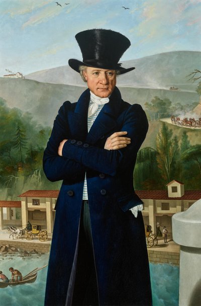 Kuljetusyrittäjä Paolo Preinitsch (Rosegg 1762 - 1840 Trieste) Triesten satamassa. tekijältä Giuseppe Tominz