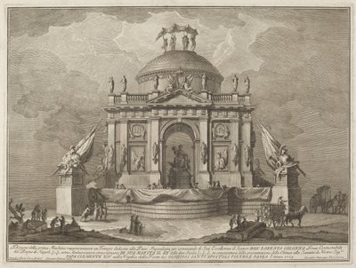 Rauhalle omistettu temppeli "Chinea"-festivaalia varten tekijältä Giuseppe Vasi after Giuseppe Palazzi