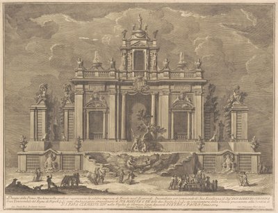 Chinean Prima Macchina 1774: Herkules ja lohikäärme Hesperidien puutarhassa tekijältä Giuseppe Vasi, after Giuseppe Palazzi, after Paolo Posi