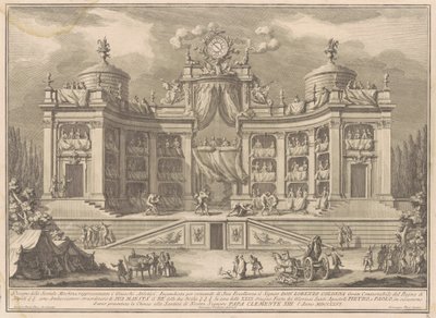The Seconda Macchina for the Chinea 1766: Theater for the Athletic Games tekijältä Giuseppe Vasi, after Giuseppe Palazzi, after Paolo Posi