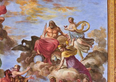 Yksityiskohta, joka esittää Artemista ja Jupiteria kotkan kanssa, Herkuleen apoteoosista tekijältä Giuseppe Velasco