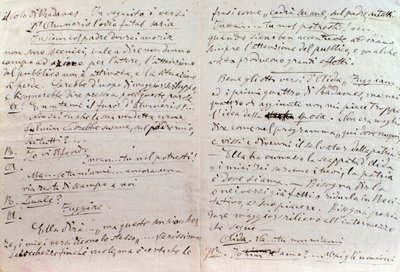 Giuseppe Verdin käsinkirjoitettu kirje Aida-librettojen kirjoittajalle Antonio Ghislanzonille tekijältä Giuseppe Verdi