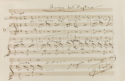Musiikkilainaus kirjasta The Force of Destiny, St Agata, 28.5.1869, 1869. tekijältä Giuseppe Verdi