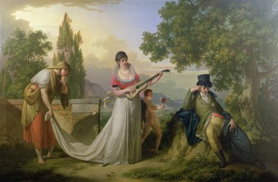 Romanttinen allegorinen kohtaus tekijältä Giuseppe or Josef Grassi