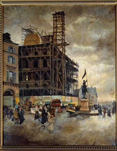 Place de pyramides, Marsan-paviljonki (Pariisi) vuonna 1880. Maalaus Guiseppe Nittis (1846-1884) Ec. Ital tekijältä Giuseppe or Joseph de Nittis
